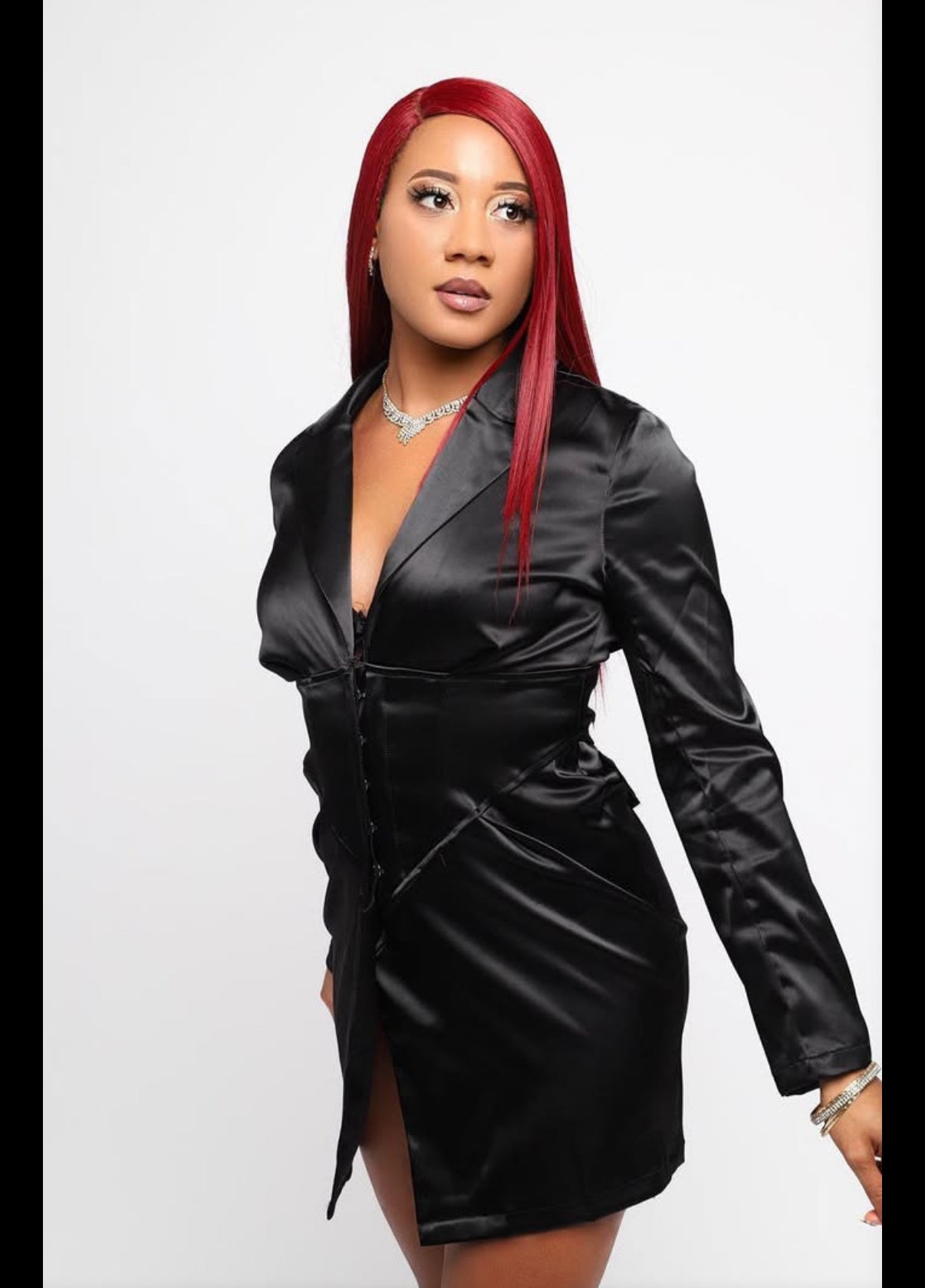 Black Satin Corset Dress