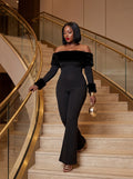 All Black Off Shoulder Sleek Jumpsuit