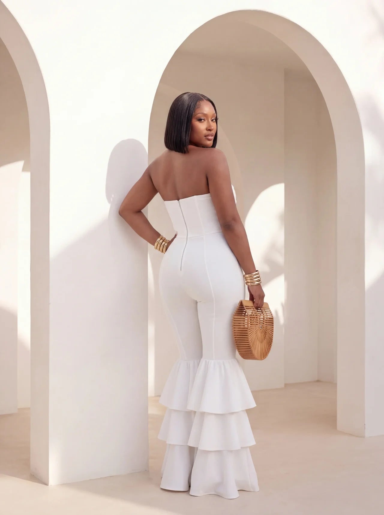 All White Flare Jumpsuit