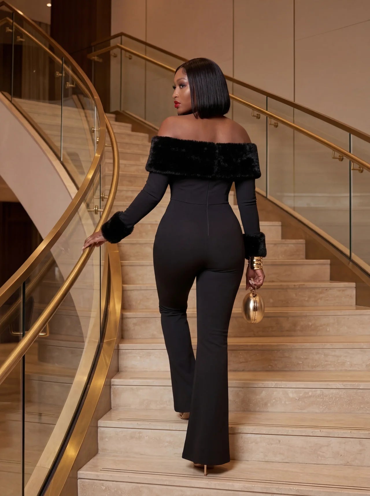 All Black Off Shoulder Sleek Jumpsuit