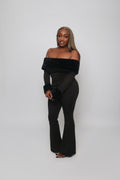 All Black Off Shoulder Sleek Jumpsuit