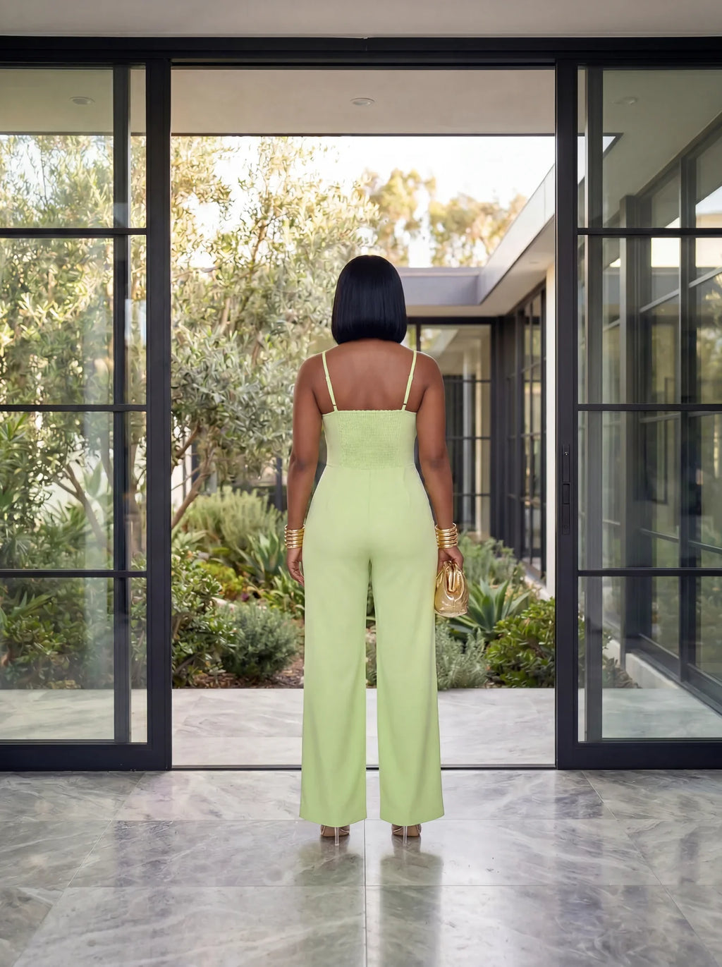 Power Move Lime Green Wide Leg Jumpsuit