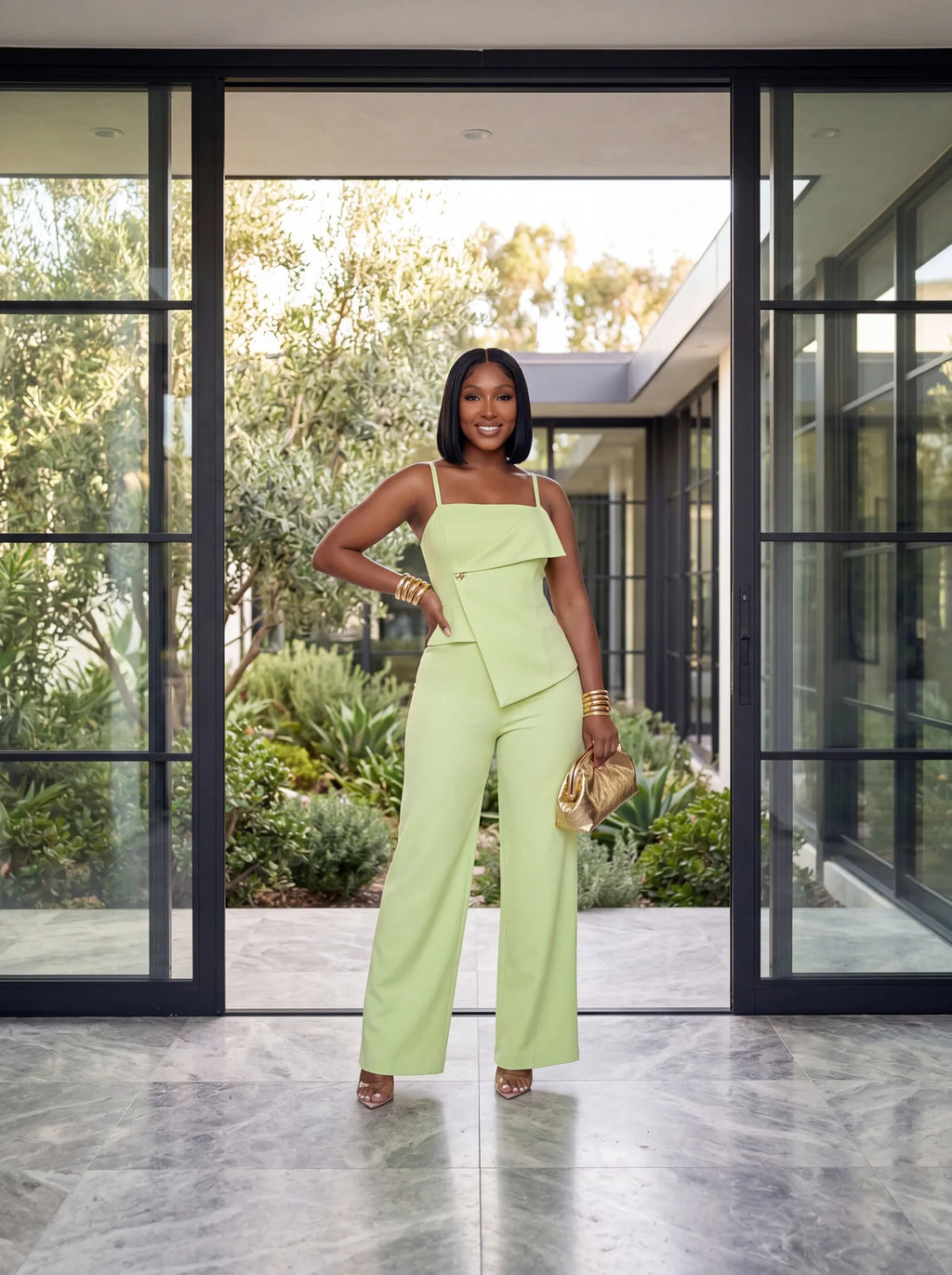 Power Move Lime Green Wide Leg Jumpsuit