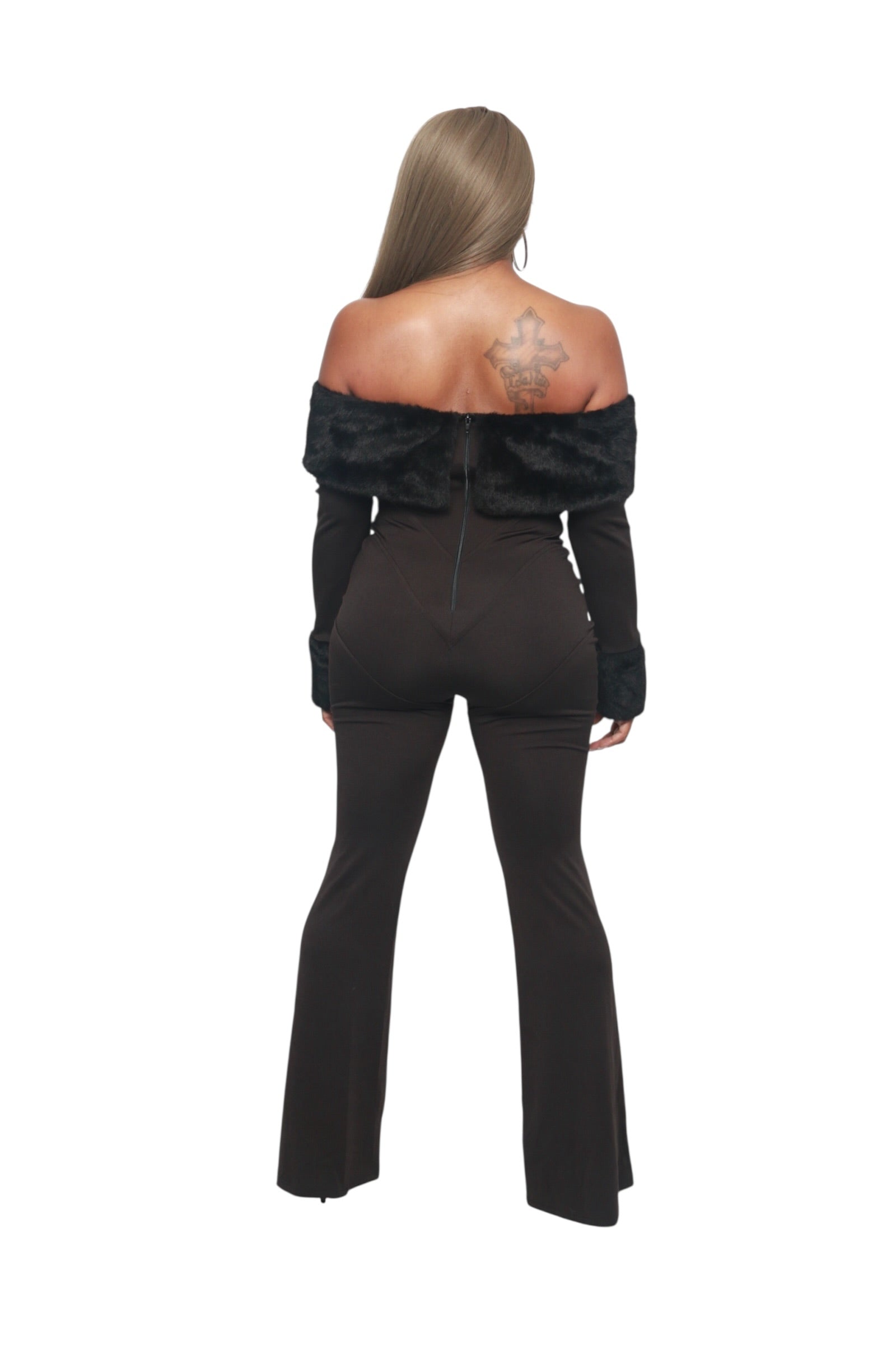 All Black Off Shoulder Sleek Jumpsuit