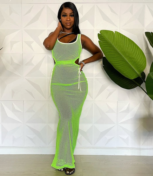 Green Net Cover Up Dress