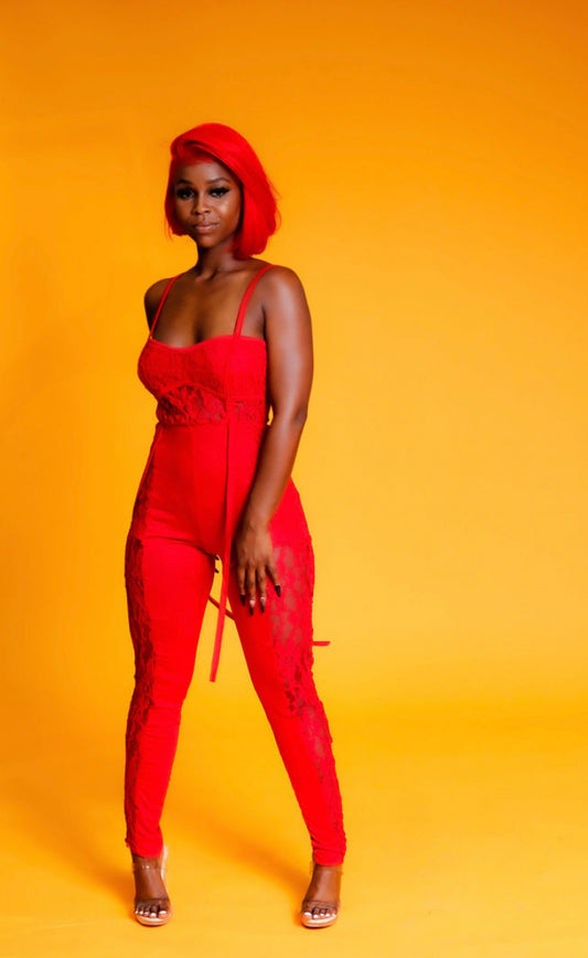 Lace Red Jumpsuit