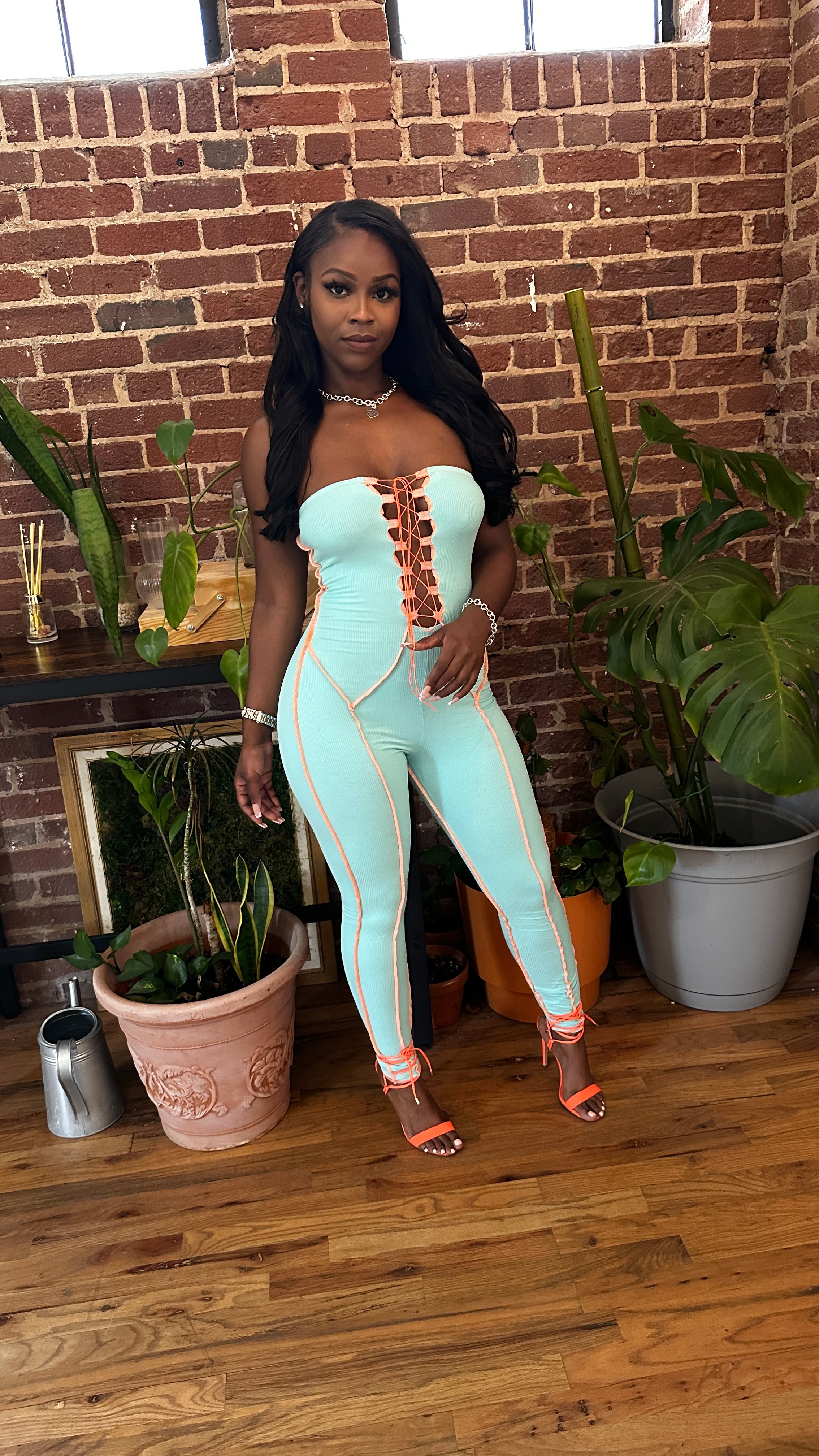 Just Me Mint Jumpsuit