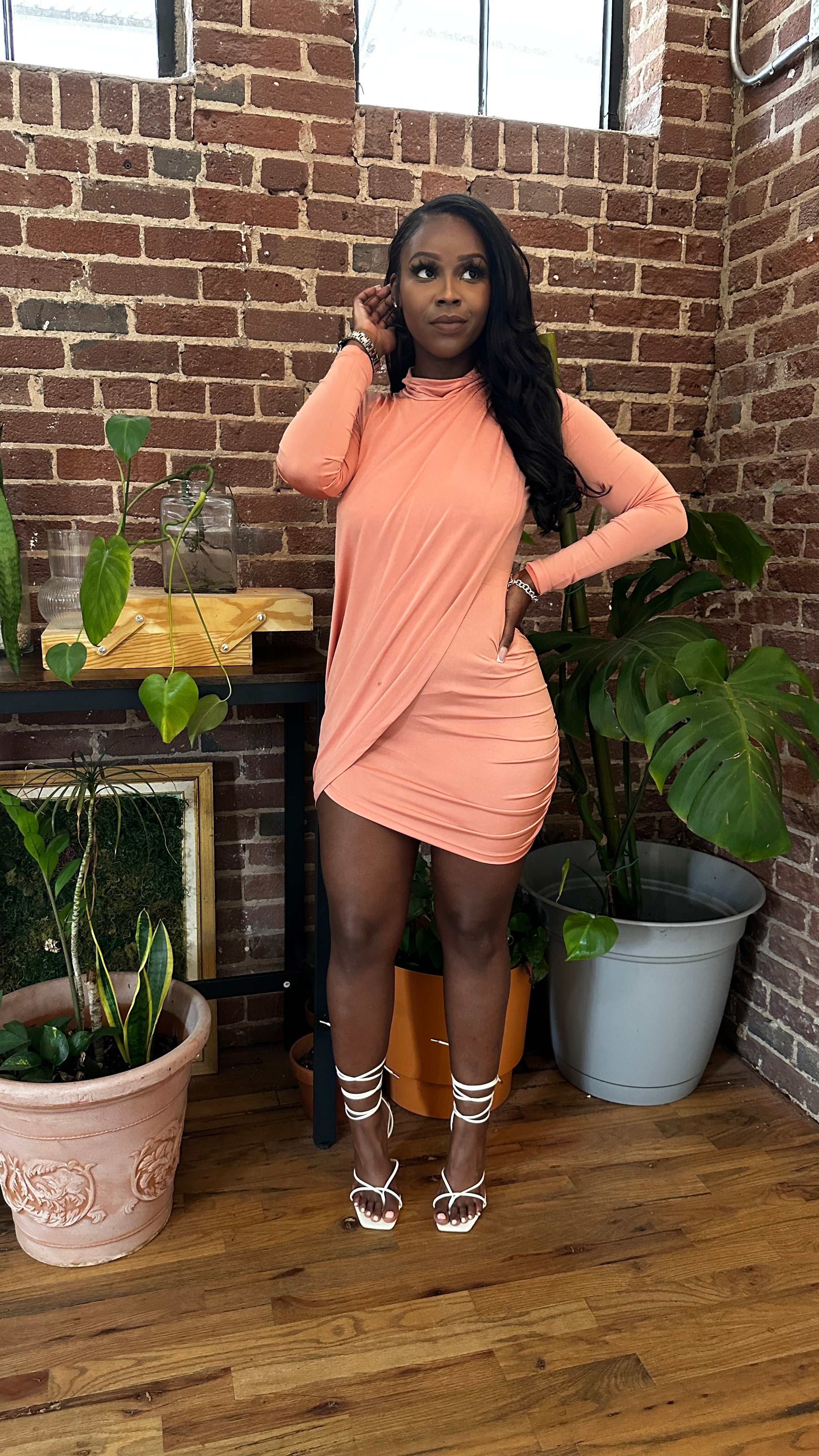 Wrap Peach Dress