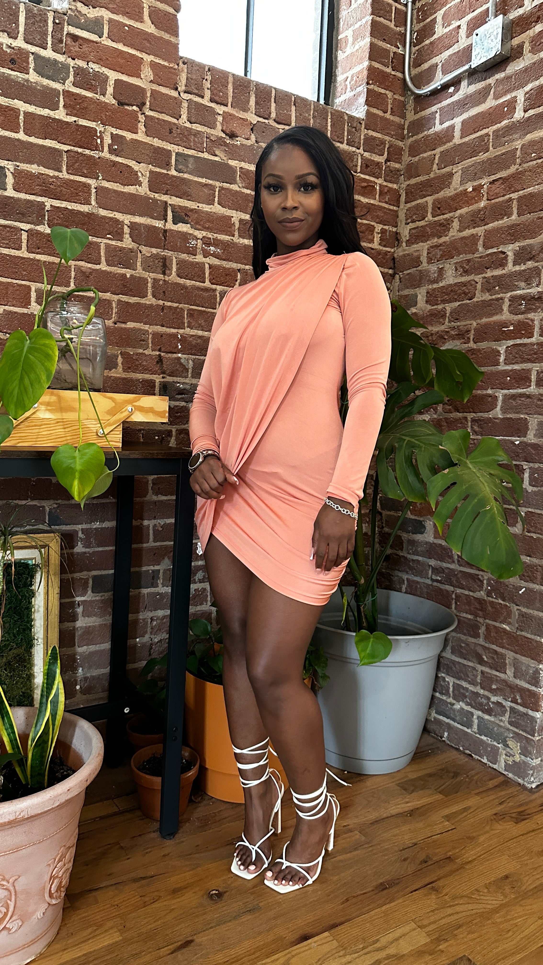 Wrap Peach Dress