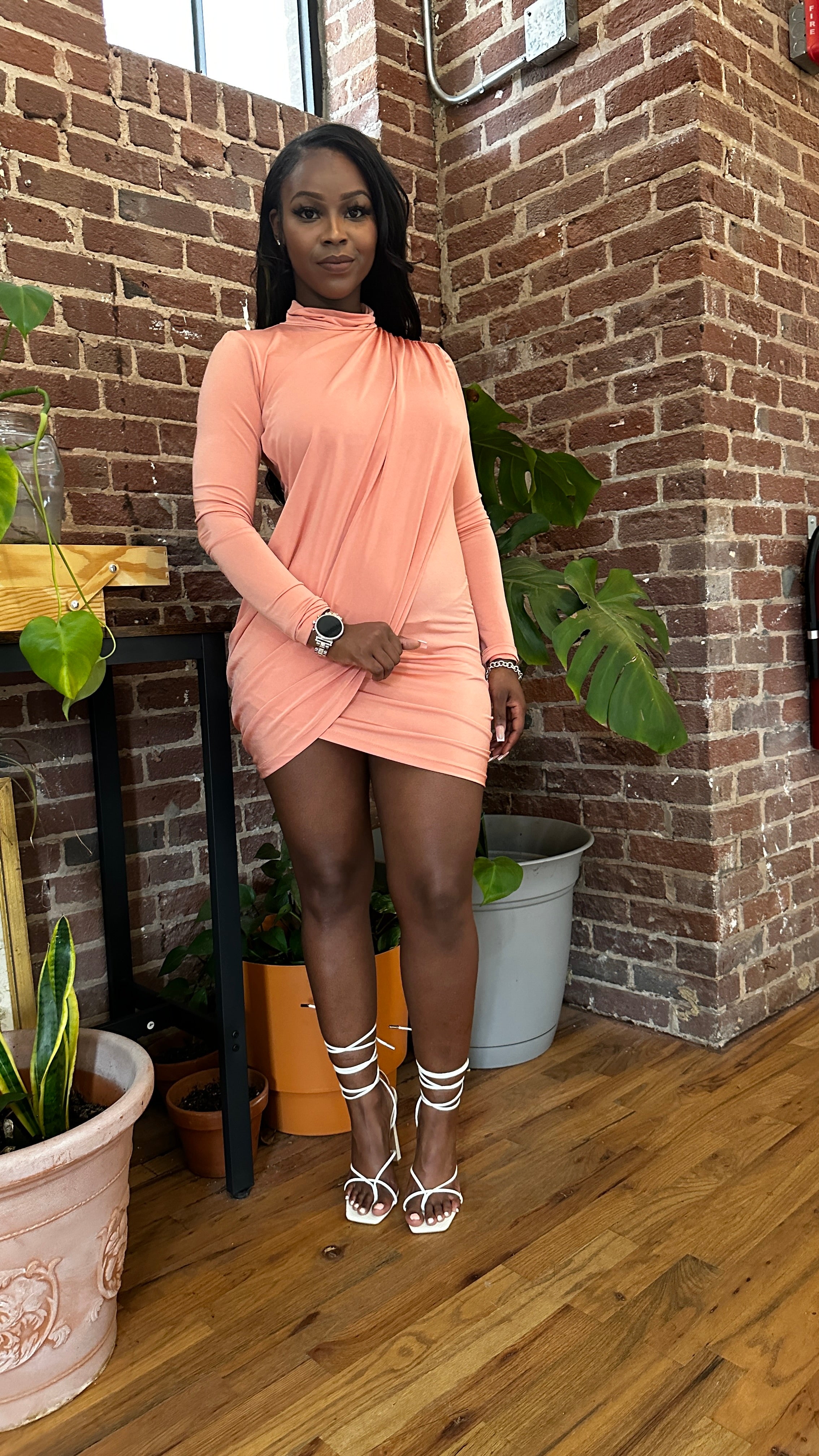 Wrap Peach Dress